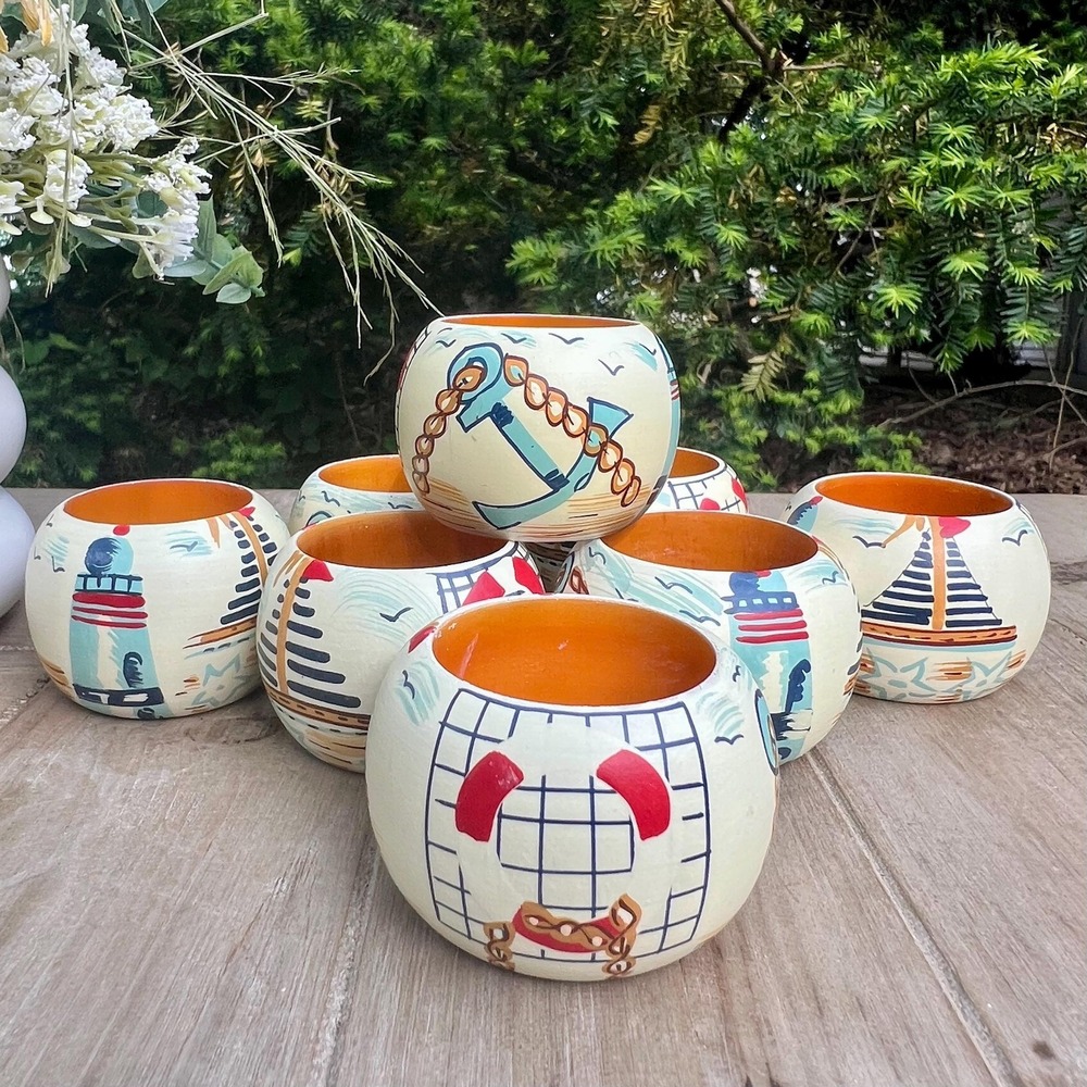 Hand-Painted Wooden Beach/Tropical/Nautical Napkin Holders | Set of 8